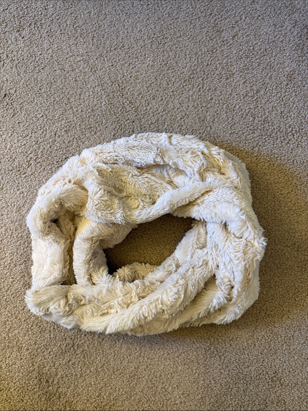Anthropologie Plush Faux Fur Infinity Scarf - Cream